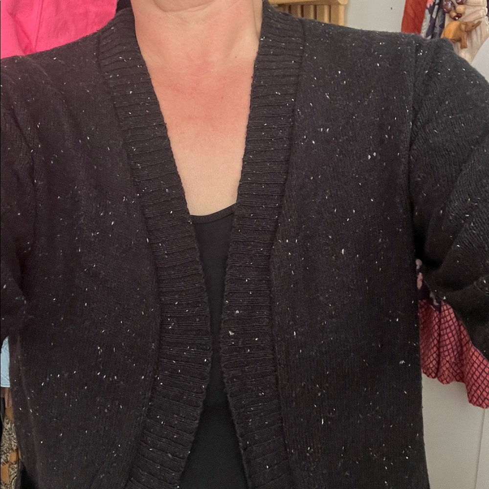 3 for $10 Sale! Duster Cardigan Long Black Knit Sweater with subtle Speckles